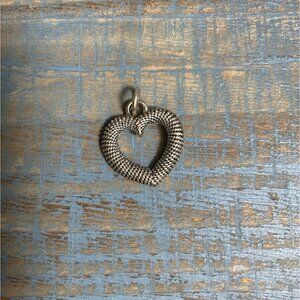 Vintage Silver-Tone Heart Pendant Charm 1 Inch For Necklace Or Bracelet